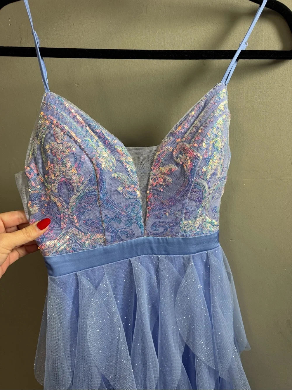 Lavender Sequin Ruffle Evening/Prom Dress